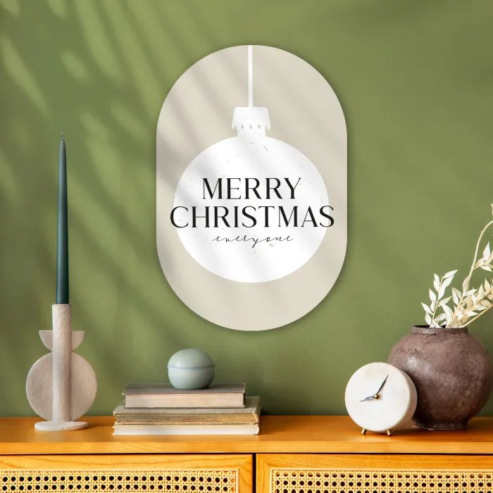 Christmas - Kerstballen - Japandi - Witte kerstballen Wandcirkel Ovaal Forex klein -sfeer2