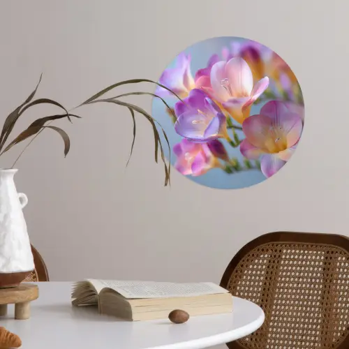 Bloemen - Paars - Overloop - Meeldraden Wandcirkel behangsticker klein -sfeer3