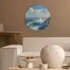 Zee - Golven - Rotsen - Meeuwen Akoestische PET Vilt - Rond klein -sfeer1