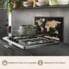 Wereldkaart - Beige - Zwart keuken achterwand spatscherm klein -usp_FR