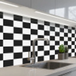 Klassiek - Patroon - Zwart - Wit keuken achterwand 2 middel 871 -3d_schuin