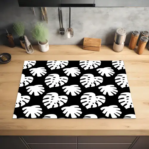 Monstera - Silhouetten - Tropisch - Wit Inductie beschermer vinyl 3mm klein 276 -sfeer5