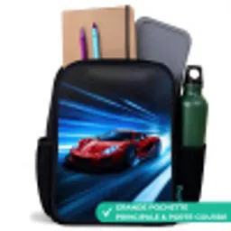 Rode racewagen in digitale snelheidswereld Rugzak - Zwart middel -inhoud_FR