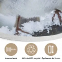 Roodborstje - Tak - Sneeuw - Winter - Levendig Akoestische PET Vilt - Rond klein -closeup_FR