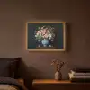 Hout - Vaas - Kleuren - Bloemen Light Box met batterij (Wandlamp) middel -sfeer4