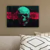 Schedel - Cyberpunk - Neon Rood canvas 2cm klein -sfeer3
