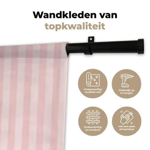 Nice - Strepen - Roze Wandkleed katoen klein -sfeer2
