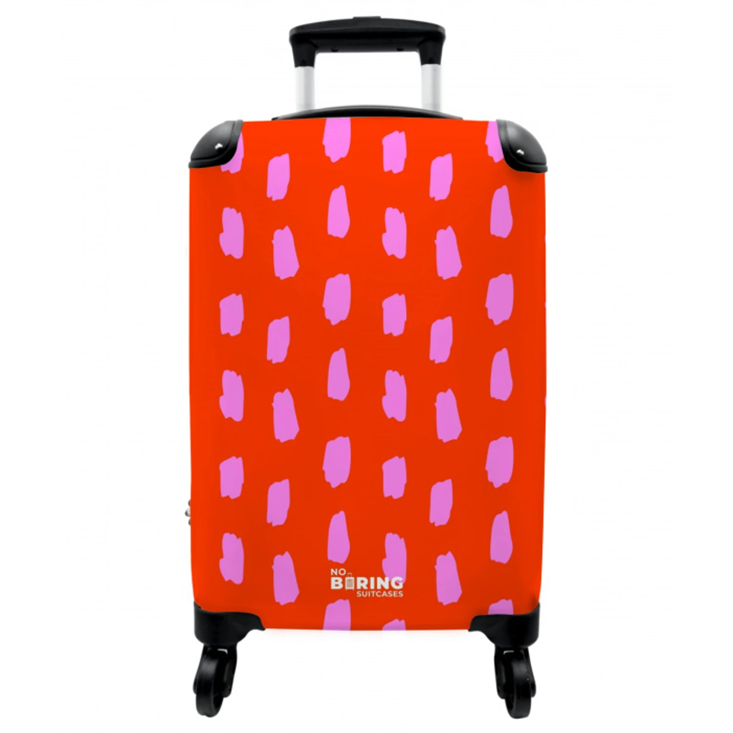 Vlekkenpatroon in roze op felrode achtergrond NBS - Handbagage koffer - Vrouwen middel -3d