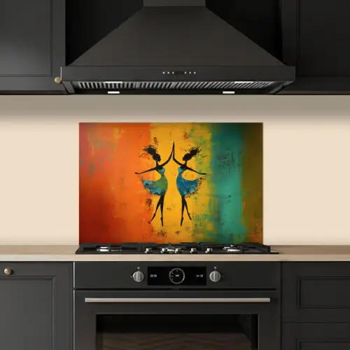 Dansen - Vrouwen - Verfstructuur keuken achterwand spatscherm klein -sfeer1