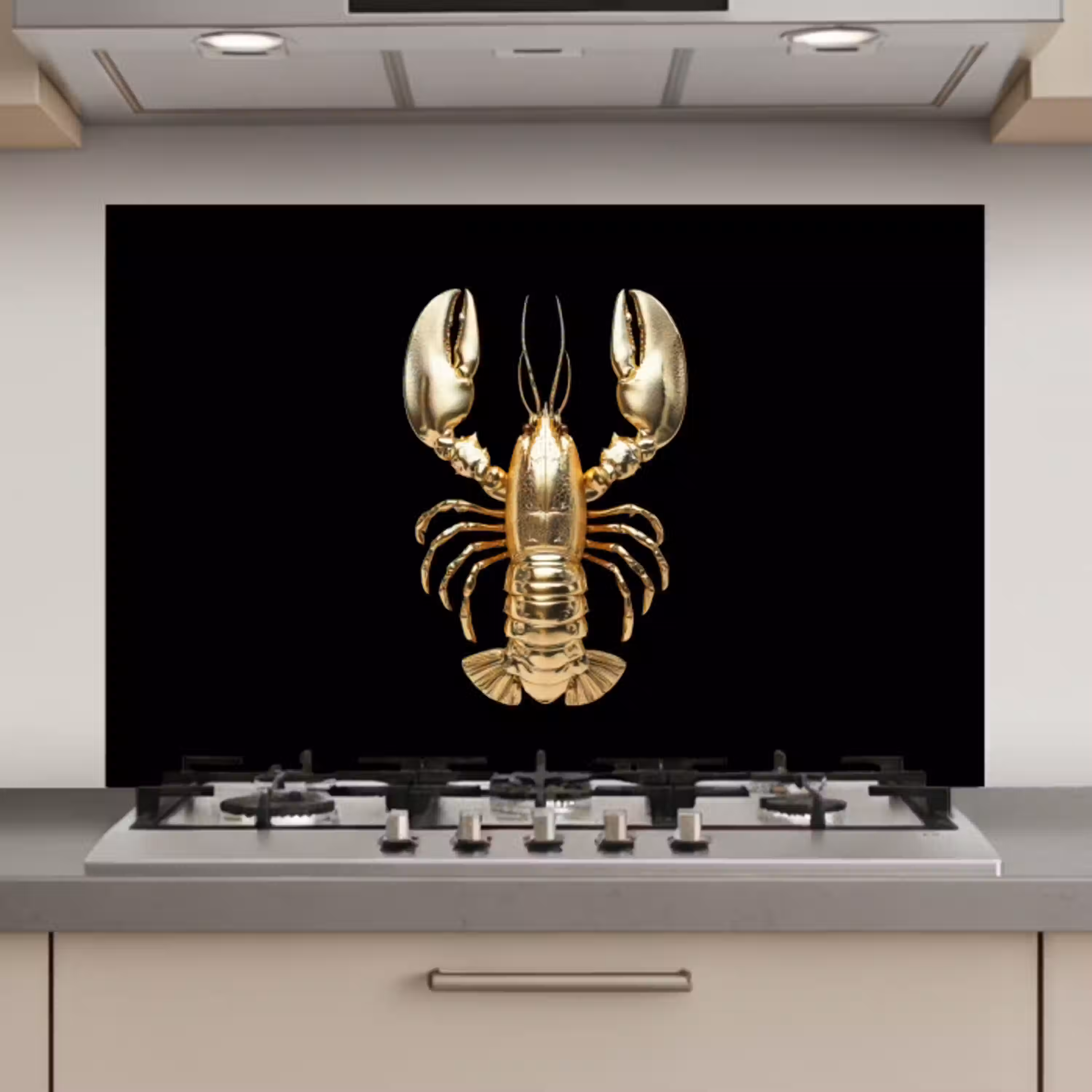 Kreeft - Goud - Textuur - Zwart keuken achterwand spatscherm klein -3d_website