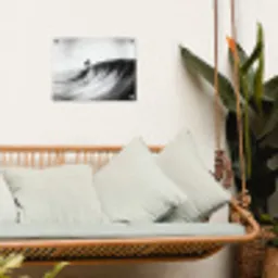 Surfer - Golf - Vervaagd - Zwart tuinposter los doek klein -sfeer7