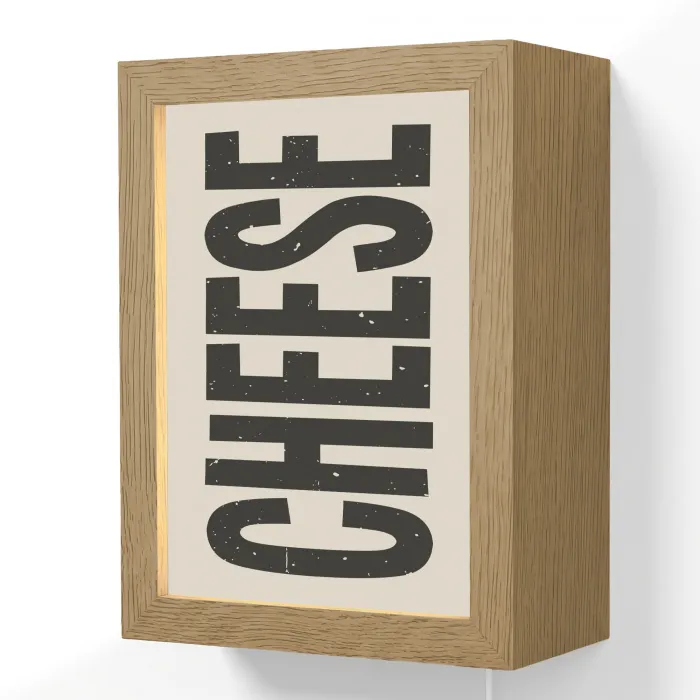 Kaas - Decoratie - Beige - Cheese Light Box met kabel (Wandlamp) klein -3d