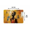 Vrouw - Ogen - Penseelstreken - Geel Placemat vinyl groot -specs
