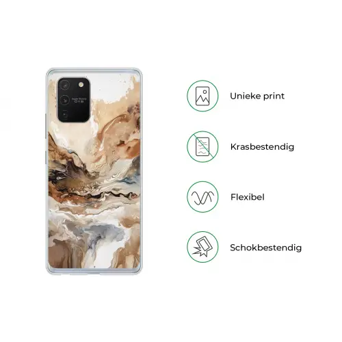 Abstract - Kunst - Verf - Beige - Modern Telefoonhoesje Samsung Galaxy S10 Lite klein -specsS10Lite