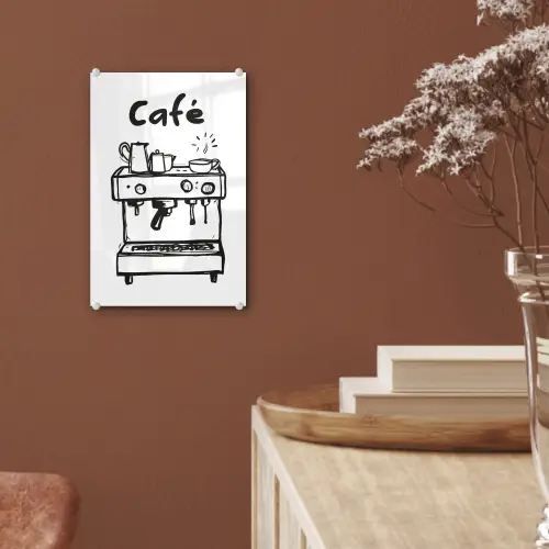 Illustratie - Café - Koffiemachine - Kopjes plexiglas 5mm klein -sfeer5