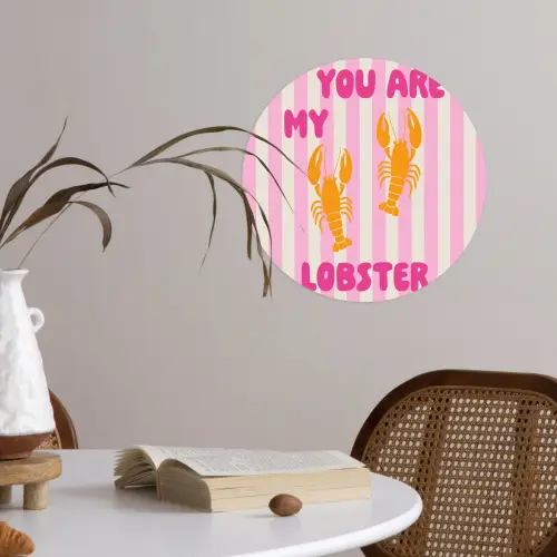 Lobster - Love - Valentijn Wandcirkel behangsticker klein -sfeer3