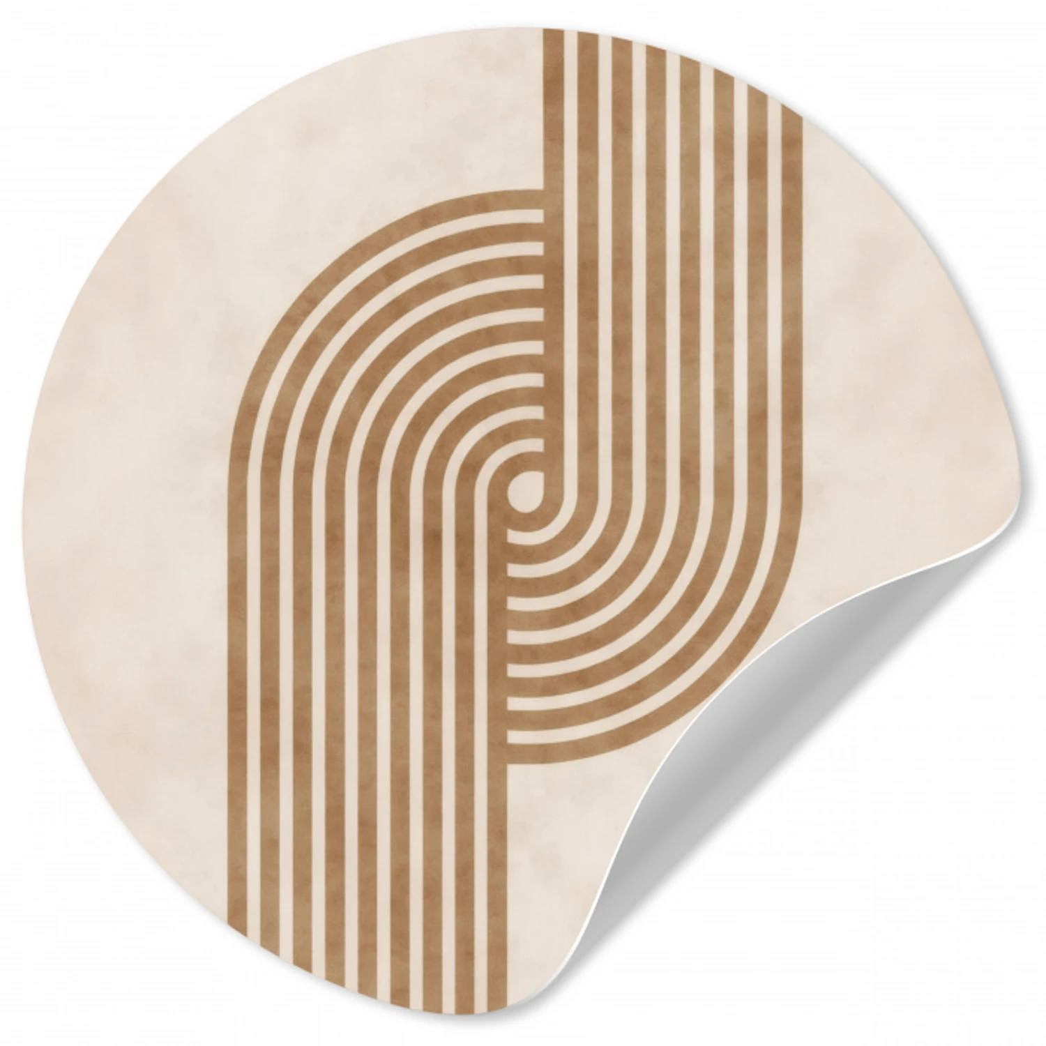 Symmetrische bocht - Koperkleurig Wandcirkel behangsticker klein -3d