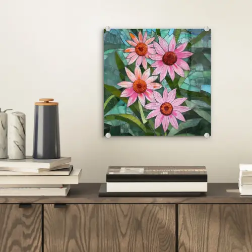 Bloemen - Roze - Glasmozaïek plexiglas 5mm klein -sfeer1