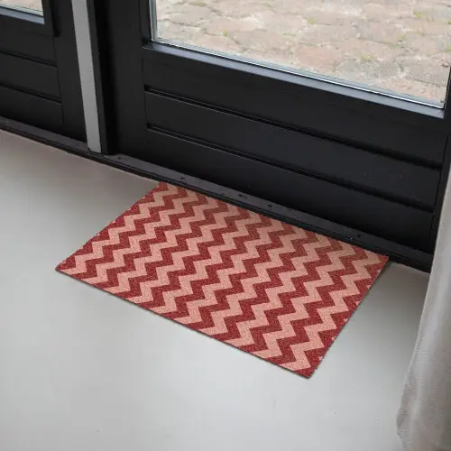 Zigzag - Strepen - Patroon - Rood Deurmat klein -sfeer2