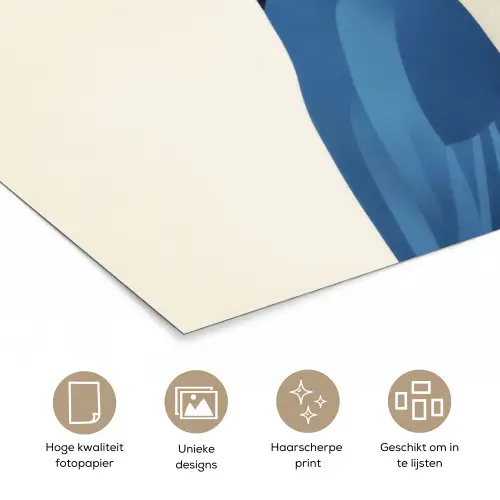 Illustratie - Blauw - Vogel poster papier klein -closeup_NL