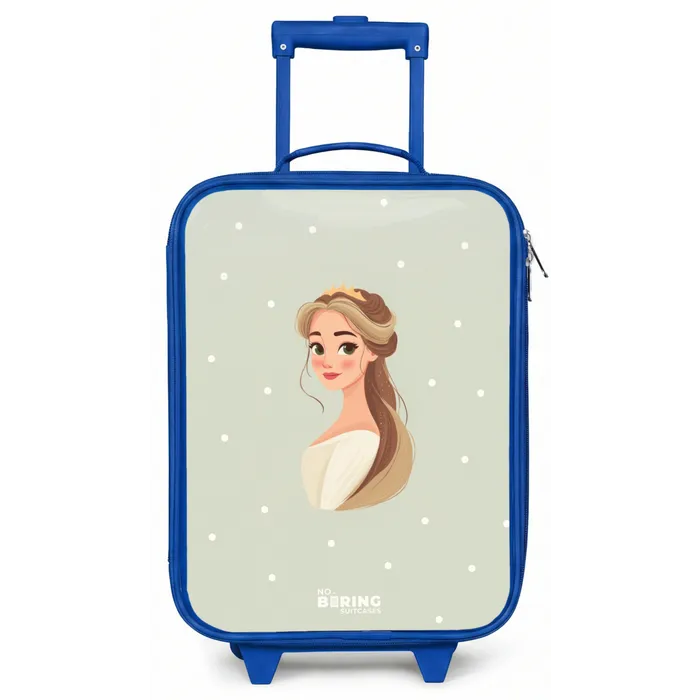 Prinses met tiara op groene stippenachtergrond Kinderkoffer - Blauw klein -zz3dotto