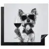 Hondje - Wijnglas - Zonnebril - Enthousiast Inductie beschermer vinyl 3mm middel -3d