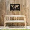 Wereldkaart - Beige - Zwart Tuinposter op houten frame 2 cm dik klein -sfeer4