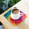 Regenboog - Tie dye - Kleurrijk - Blauw onderzetter kurk middel -sfeer5