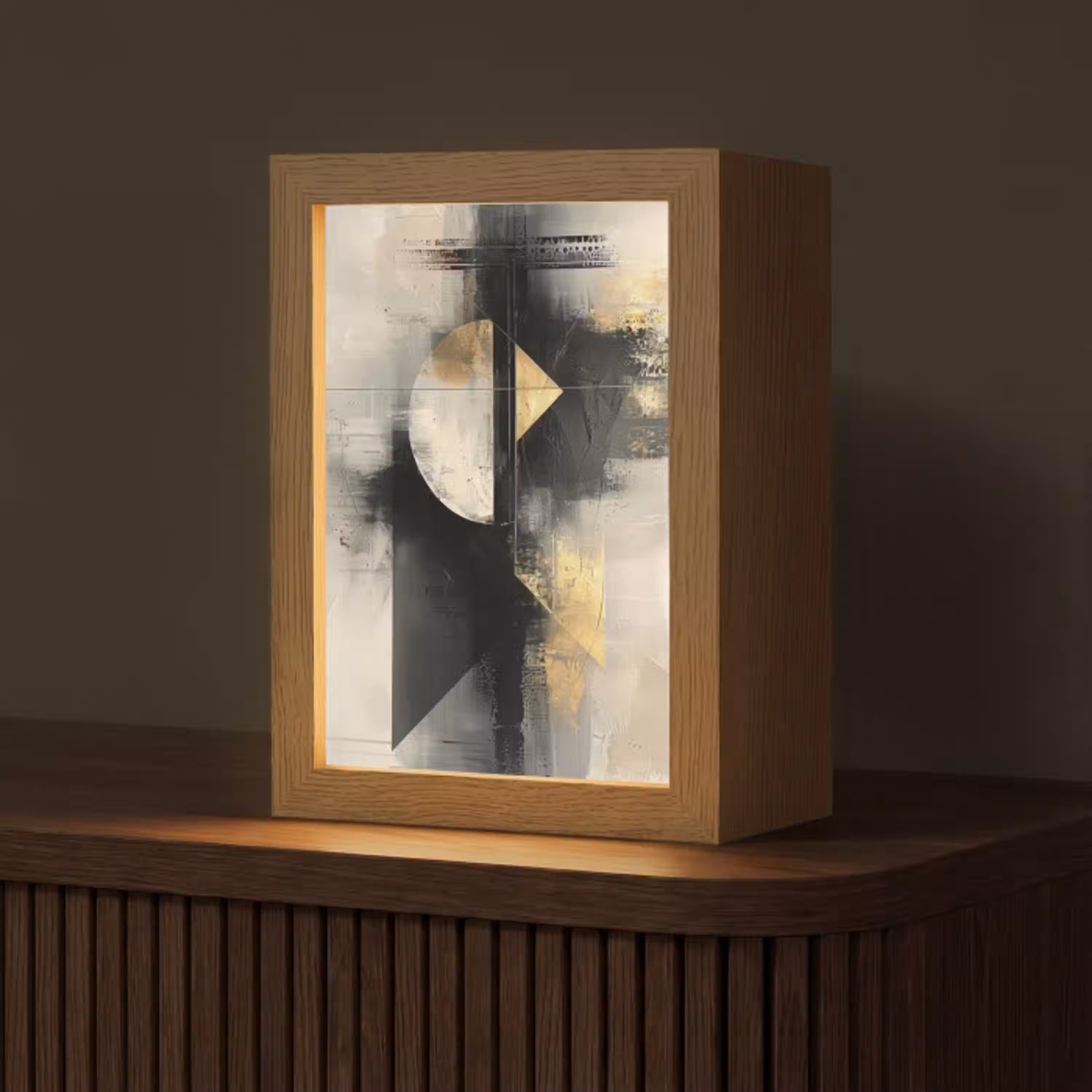 Abstract - Zwart - Verf - Modern Light Box met kabel (Tafellamp) klein -z3d_website