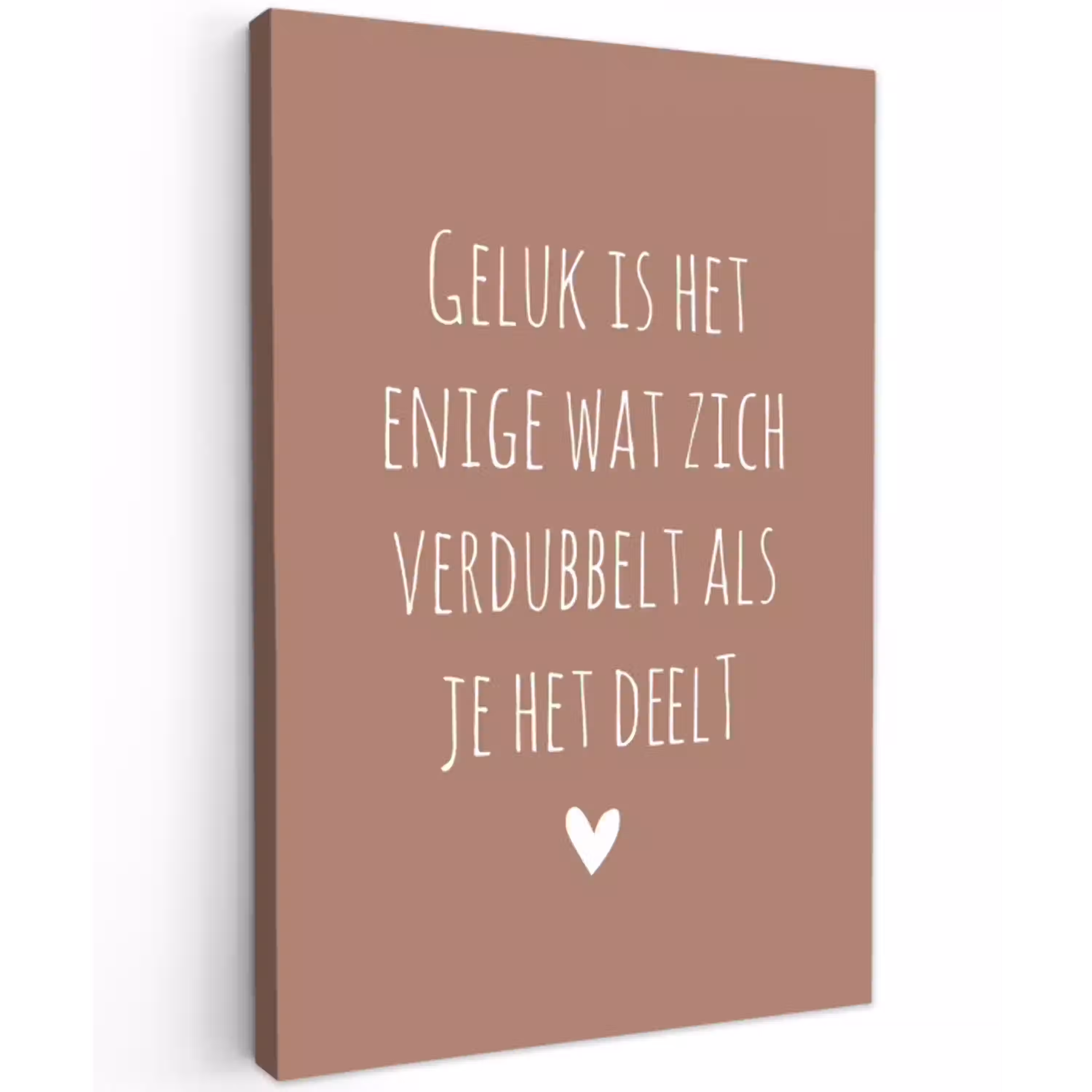Spreuken - Geluk is het enige wat zich verdubbelt - Quotes Tuinposter op houten frame 2 cm dik klein -3d