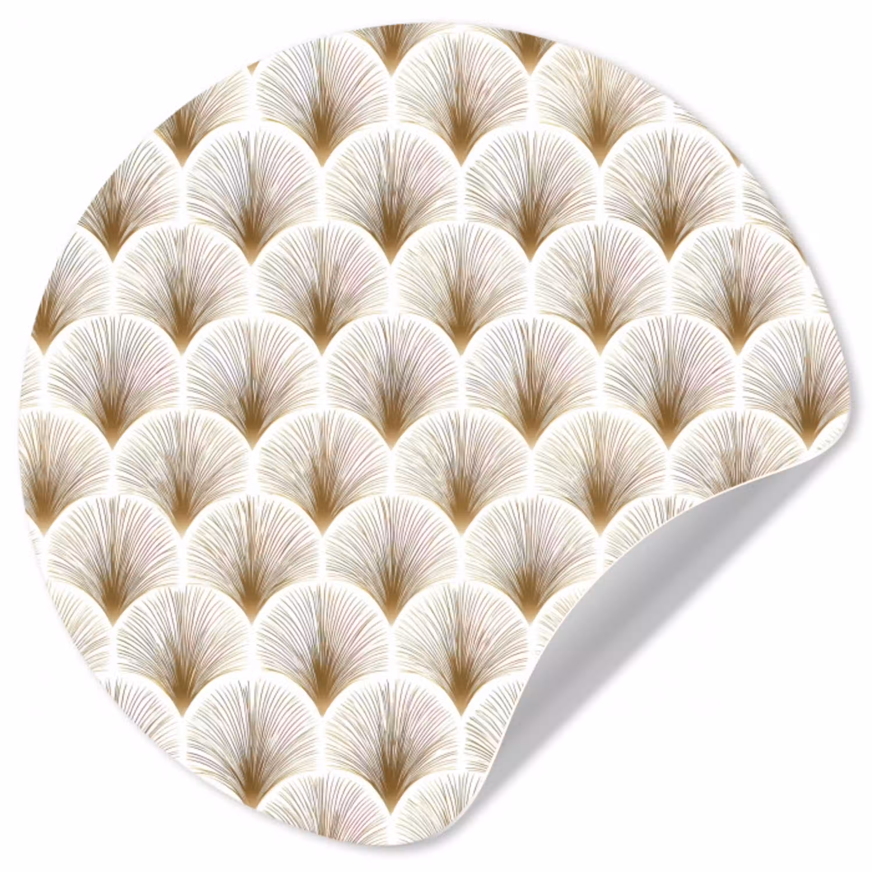 Waaiers - Art Deco - Elegant - Goud - Wit Wandcirkel behangsticker klein 186 -3d