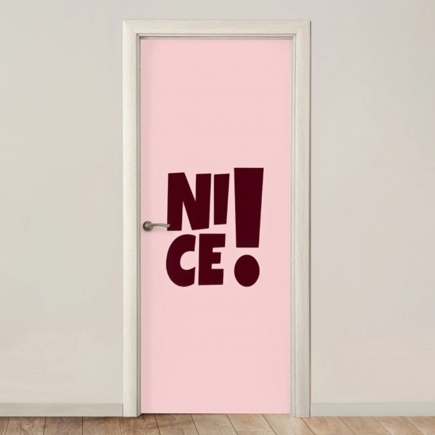 Nice - Uitroepteken - Roze deurposter klein -3d_beige