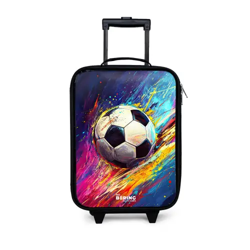 Neon - Voetbal - Kleurrijk Kinderkoffer - Zwart klein -3d