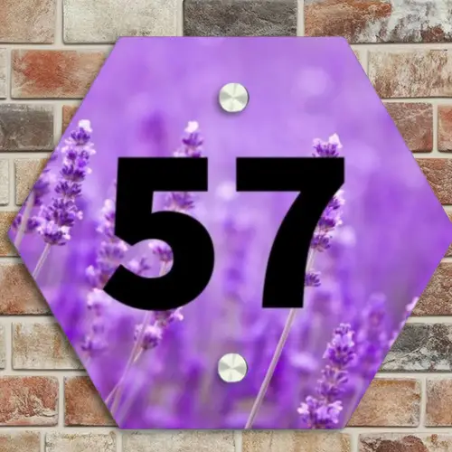 Lavendel - Traditioneel Naambord Hexagon klein -sfeer2