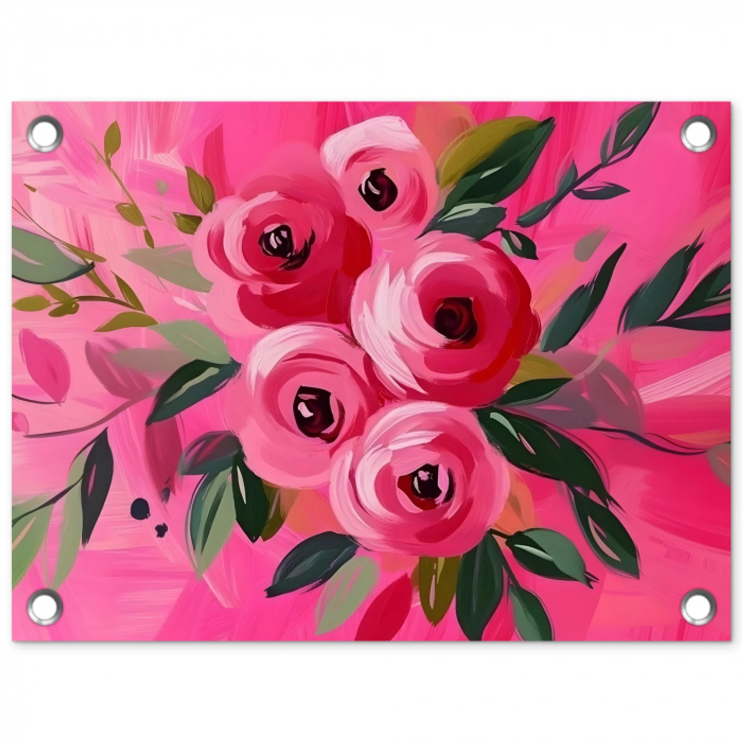 Bloemen - Verf - Roze tuinposter los doek klein -3d