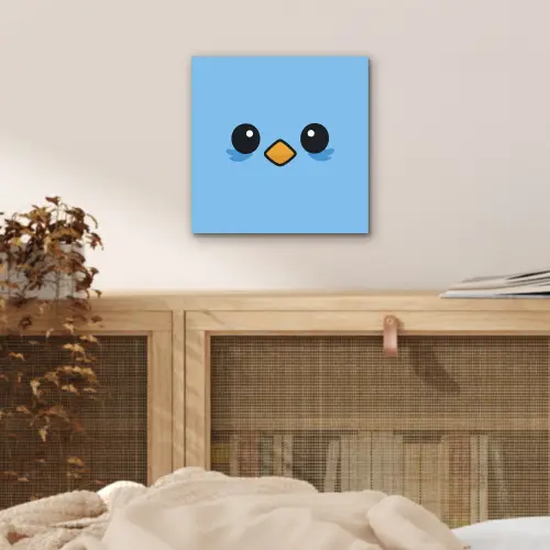 Vogel - Blauw - Eenvoudig aluminium wit klein -sfeer3