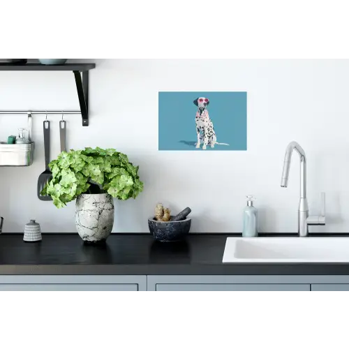 Dalmatiër - Zonnebril - Blauw Muursticker klein -keuken