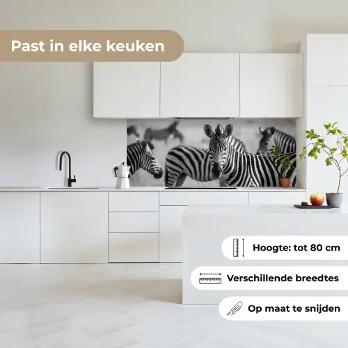 Zebra's - Zwart - Wit keuken achterwand 2 middel -sfeer4_NL
