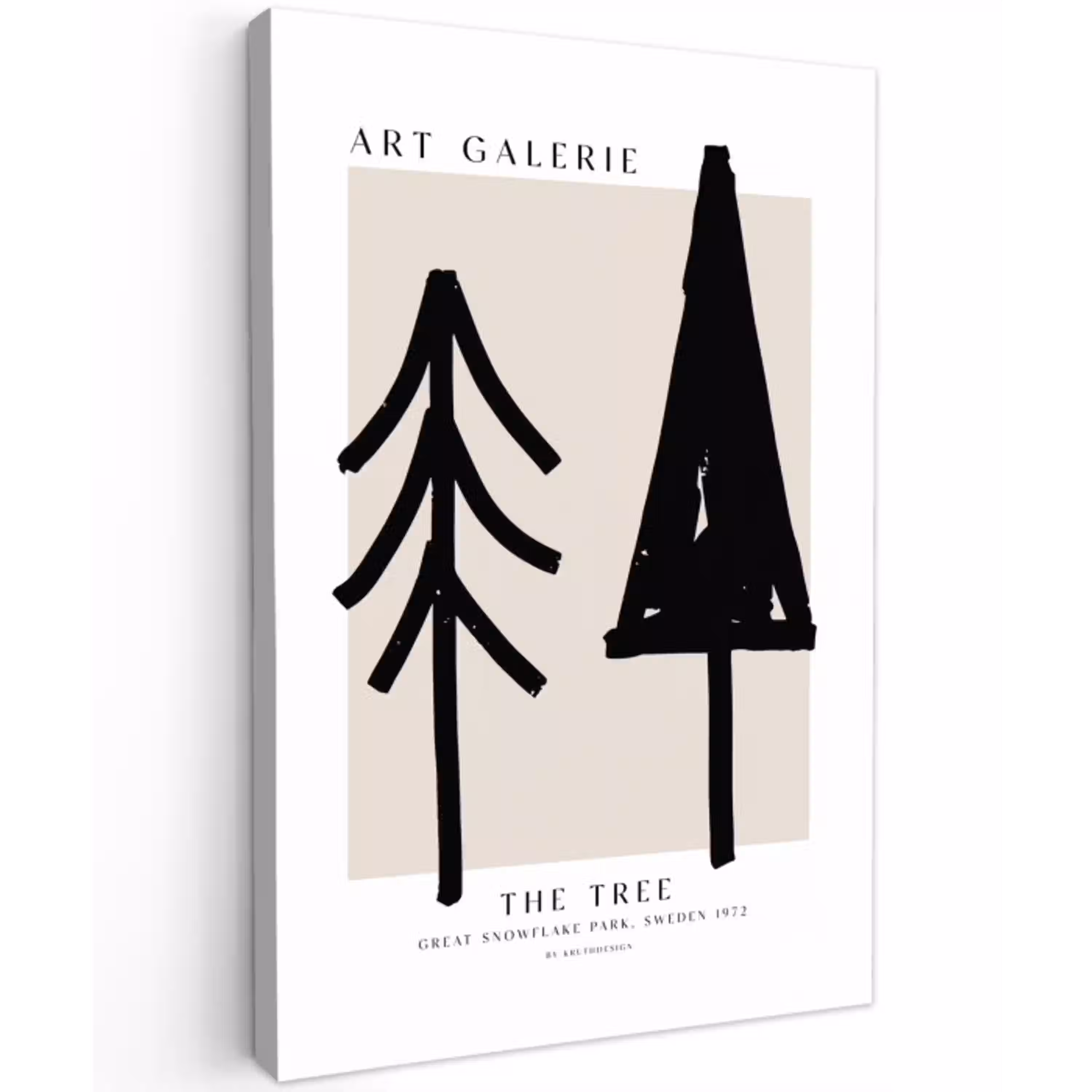 Bomen - Kerst - Zwart - Feest canvas 2cm klein -z3d