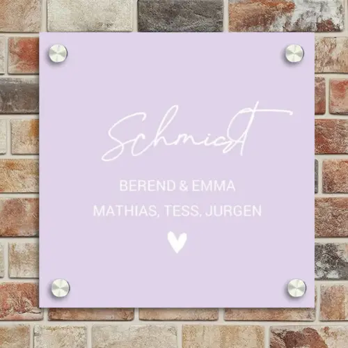 Lila - Sierlijk Naambord Vierkant klein -sfeer2