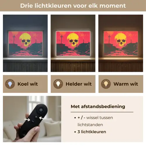 Straat - Verlaten - Schedel - Geel Light Box met batterij (Wandlamp) middel -USP_lichtkleurNL