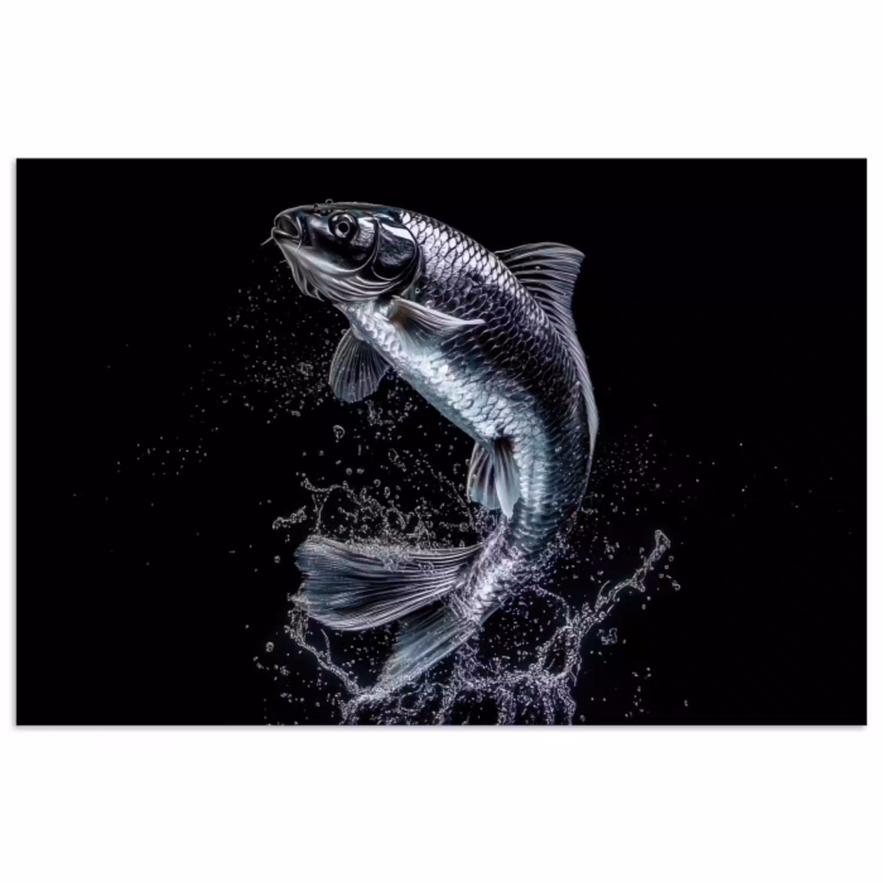 Vis - Koi - Zwart - Water poster papier klein -3d