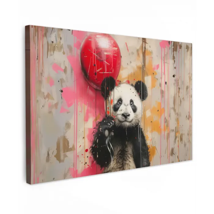 Graffiti - Panda - Ballon - Street art - Banksy canvas 2cm klein -z3d