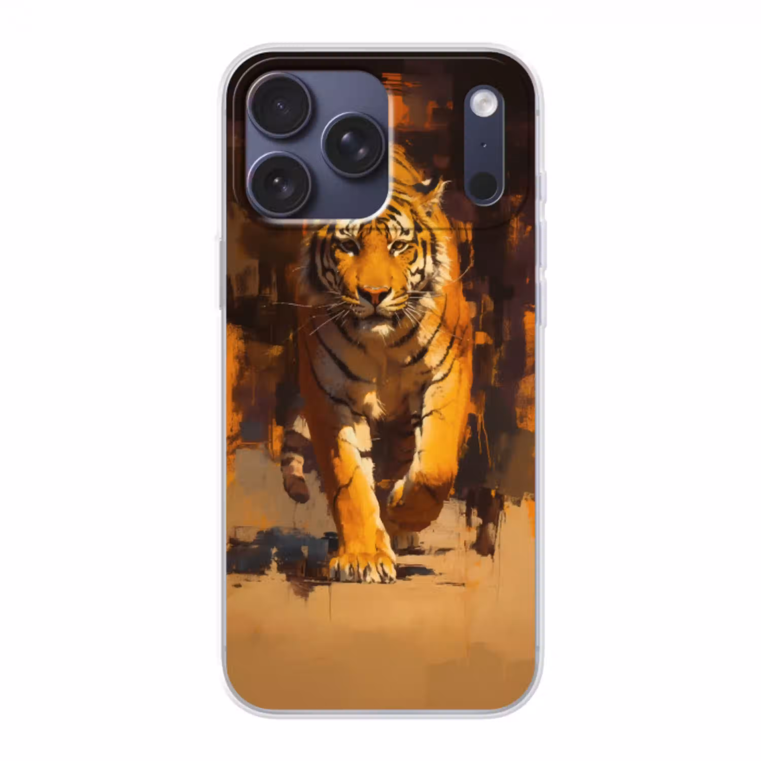 Tijger - Geschilderd - Oranje - Penseelstreken Telefoonhoesje iPhone 17 Pro Max klein -3d