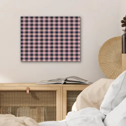 Plaid - Patroon - Roze - Zwart PET vilt klein 837 -sfeer3
