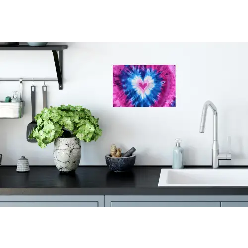 Hartvormig - Tie dye - Paars Muursticker klein -keuken