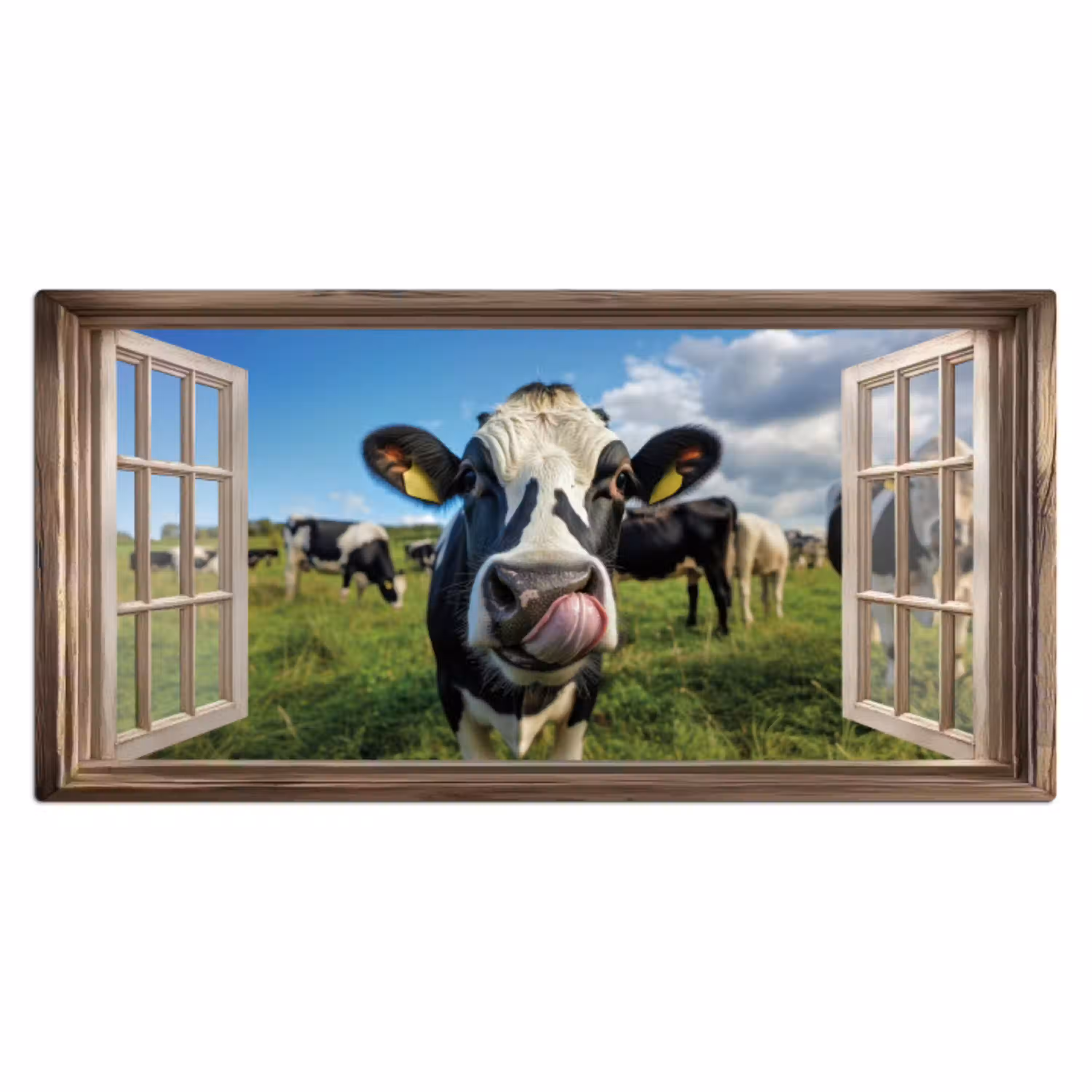 Doorkijk - Koe - Weiland - Dieren - Natuur Muismat XXL klein -3d_leeg