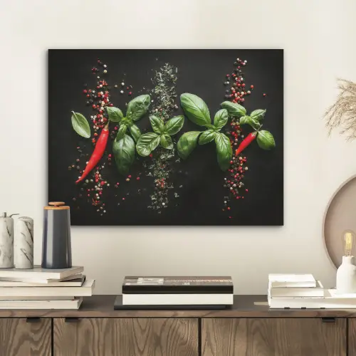 Chilipepers - Basilicum - Blaadjes - Rood PET vilt klein -sfeer1