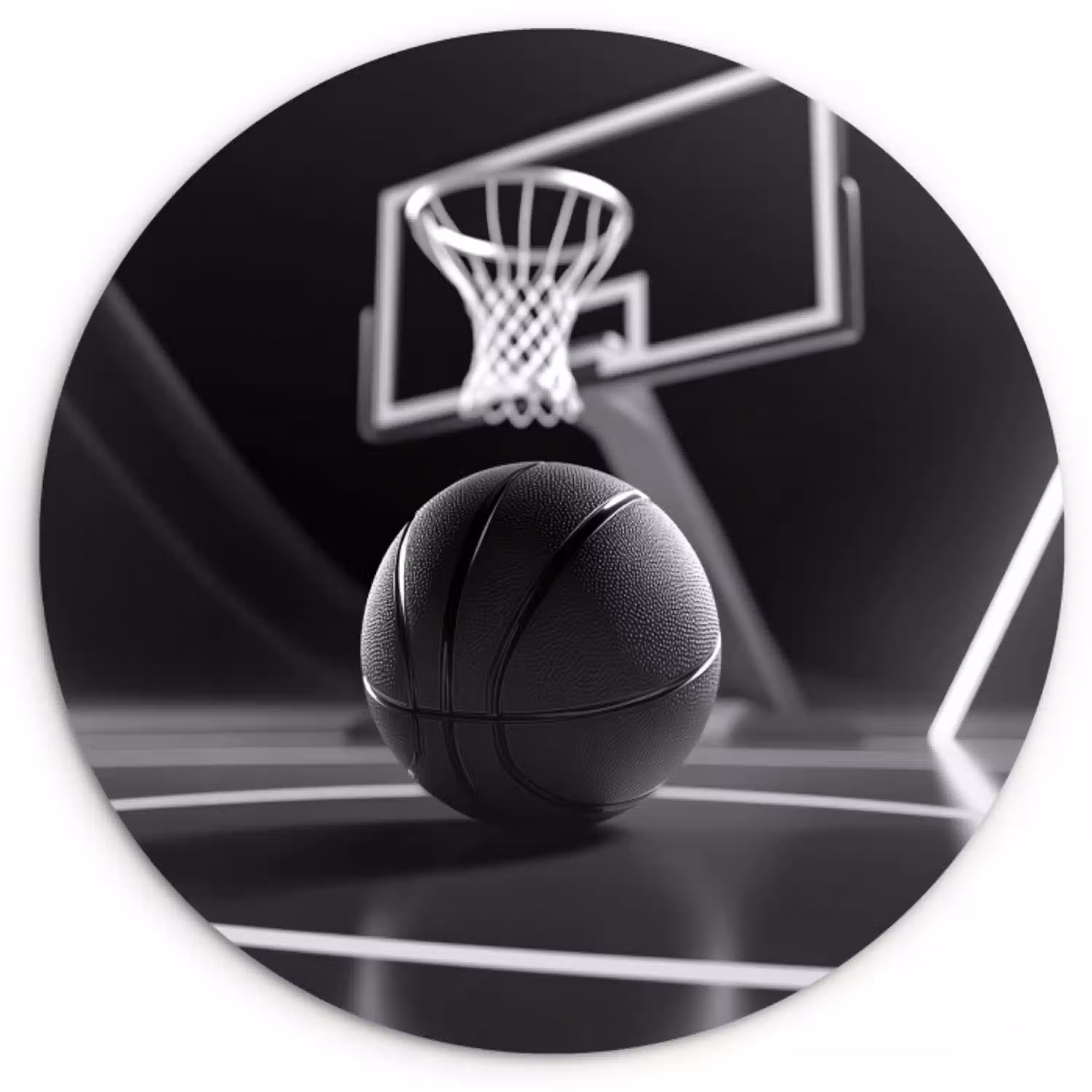 Basketbal - Basketbalveld - Lichtlijnen Wandcirkel kunststof plaat 5mm dik klein -3d