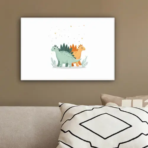 Planten - Sterren - Dinosaurussen - Oranje canvas 2cm klein -sfeer3